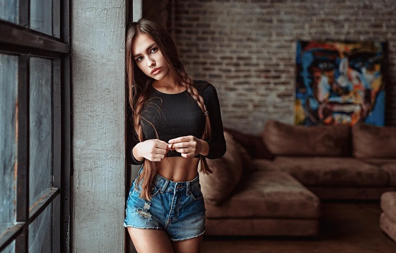 Photo wallpaper BODY, LOOK, WINDOW, SHORTS, BRAIDS, Photographer Georgy Chernyadyev
