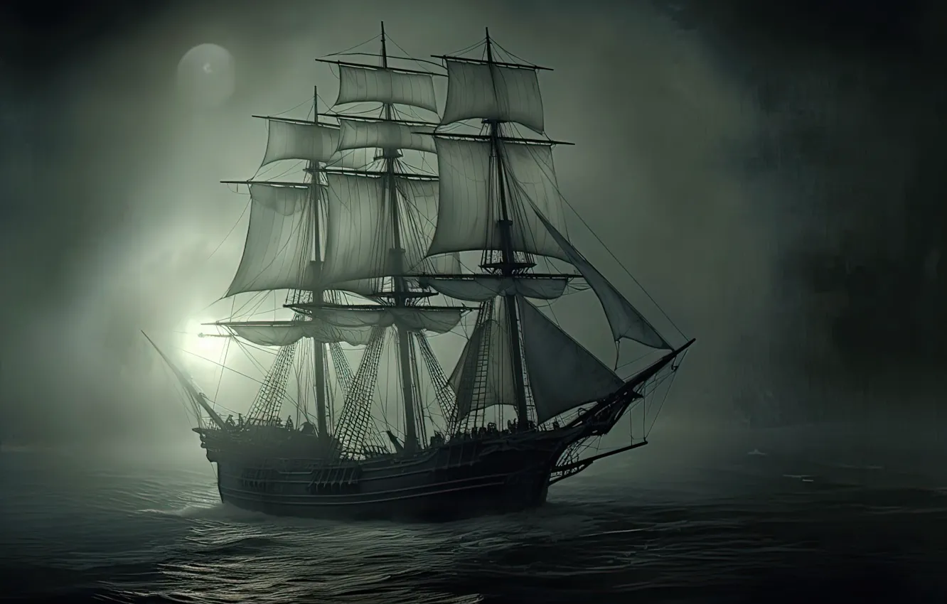 Photo wallpaper sea, the sky, clouds, ship, sailboat