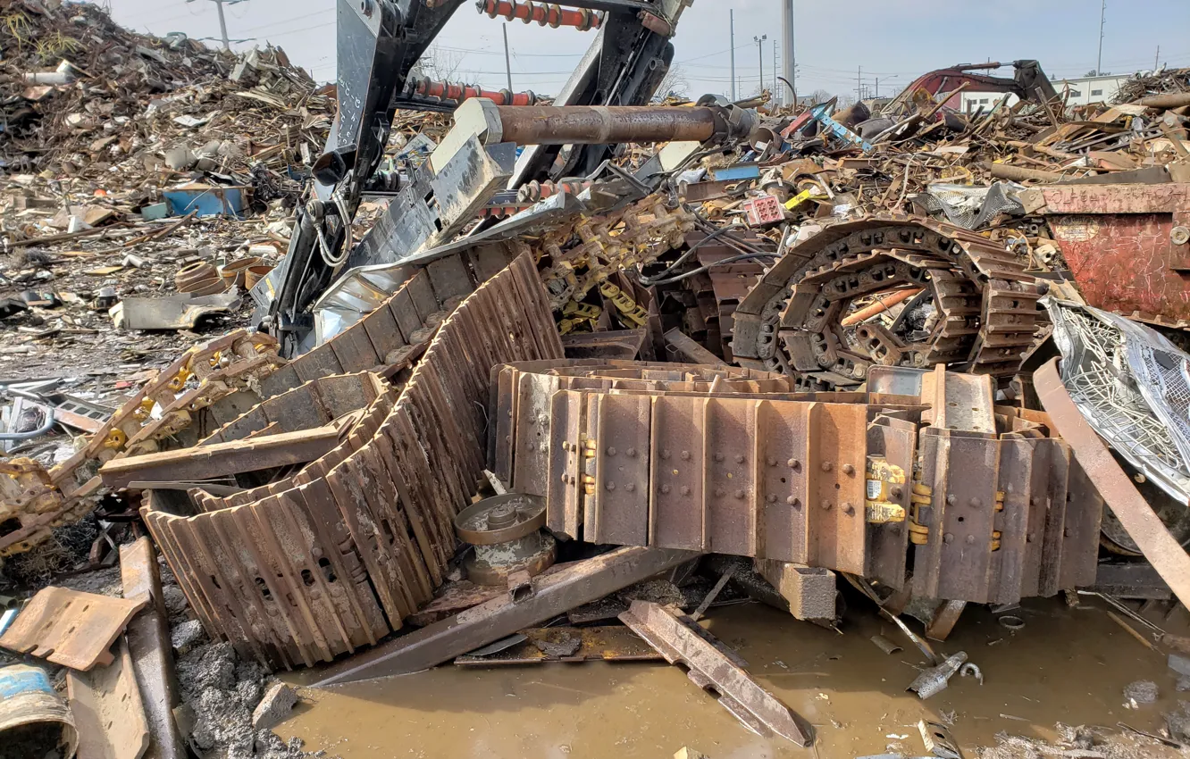 Photo wallpaper garbage, dump, metal, iron