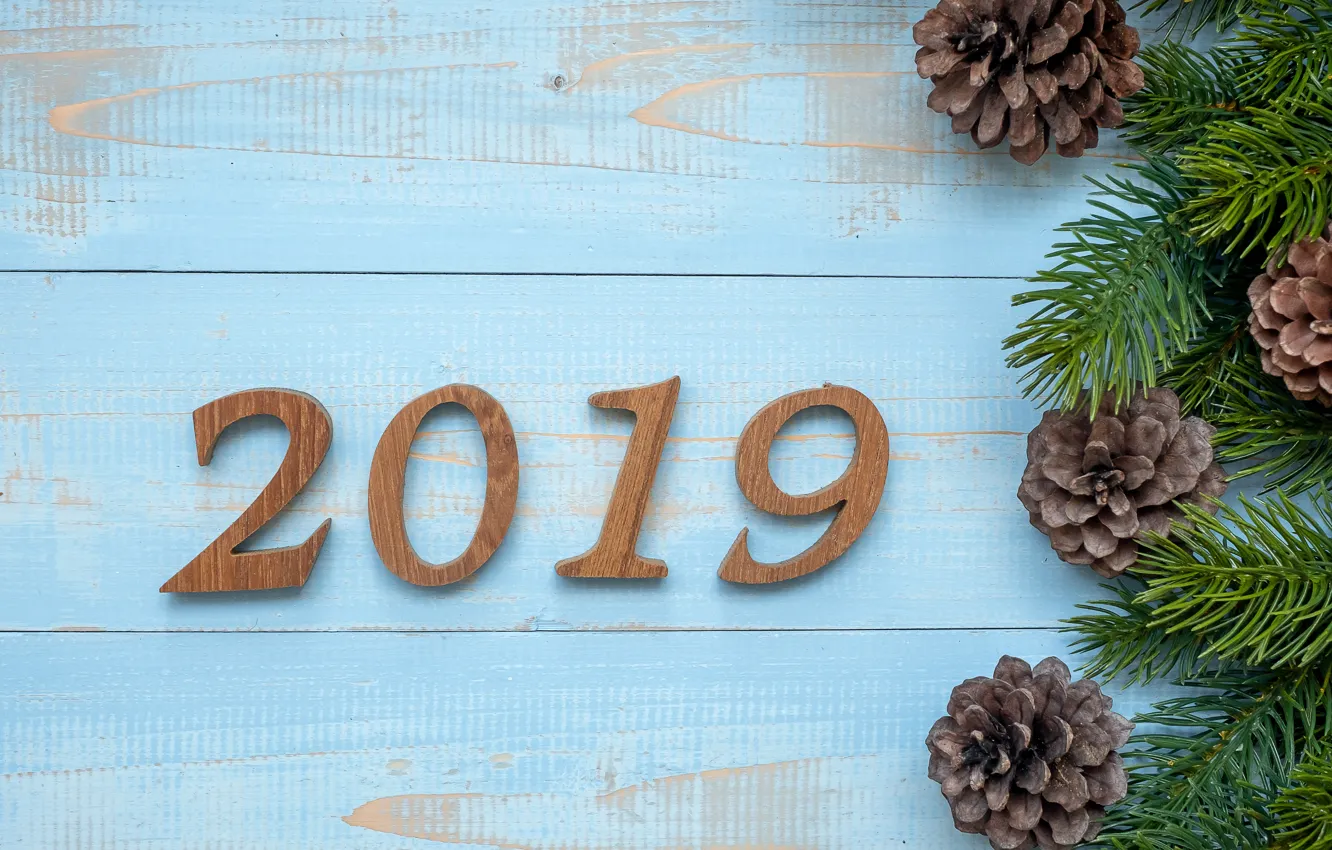 Photo wallpaper new year, figures, wood, background, New Year, decoration, Happy, fir tree