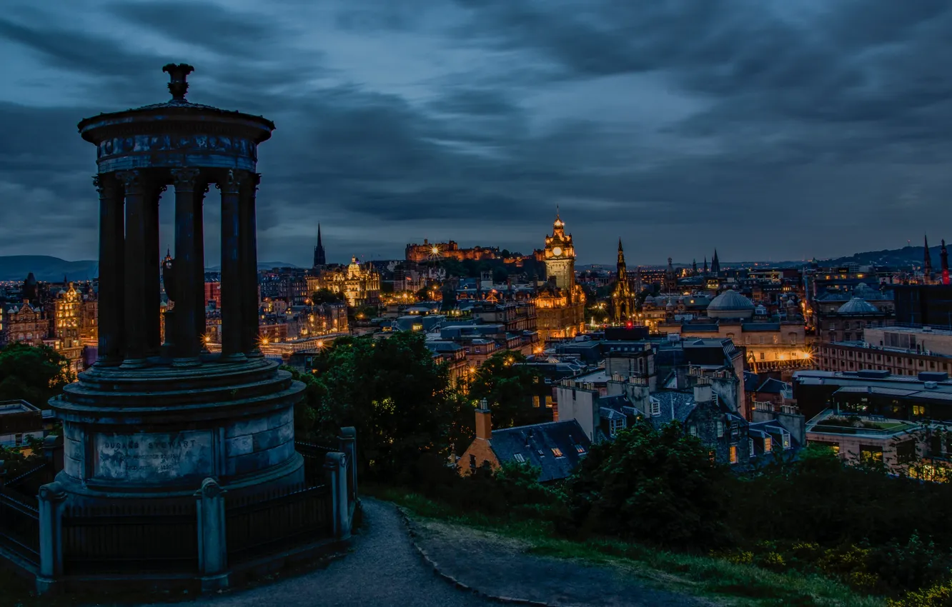 Photo wallpaper lights, the evening, Edinburgh, Shotlandiya