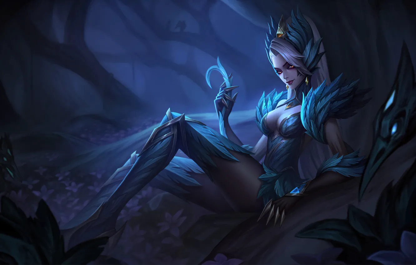 Photo wallpaper forest, night, the game, blonde, game, forest, witchcraft, night