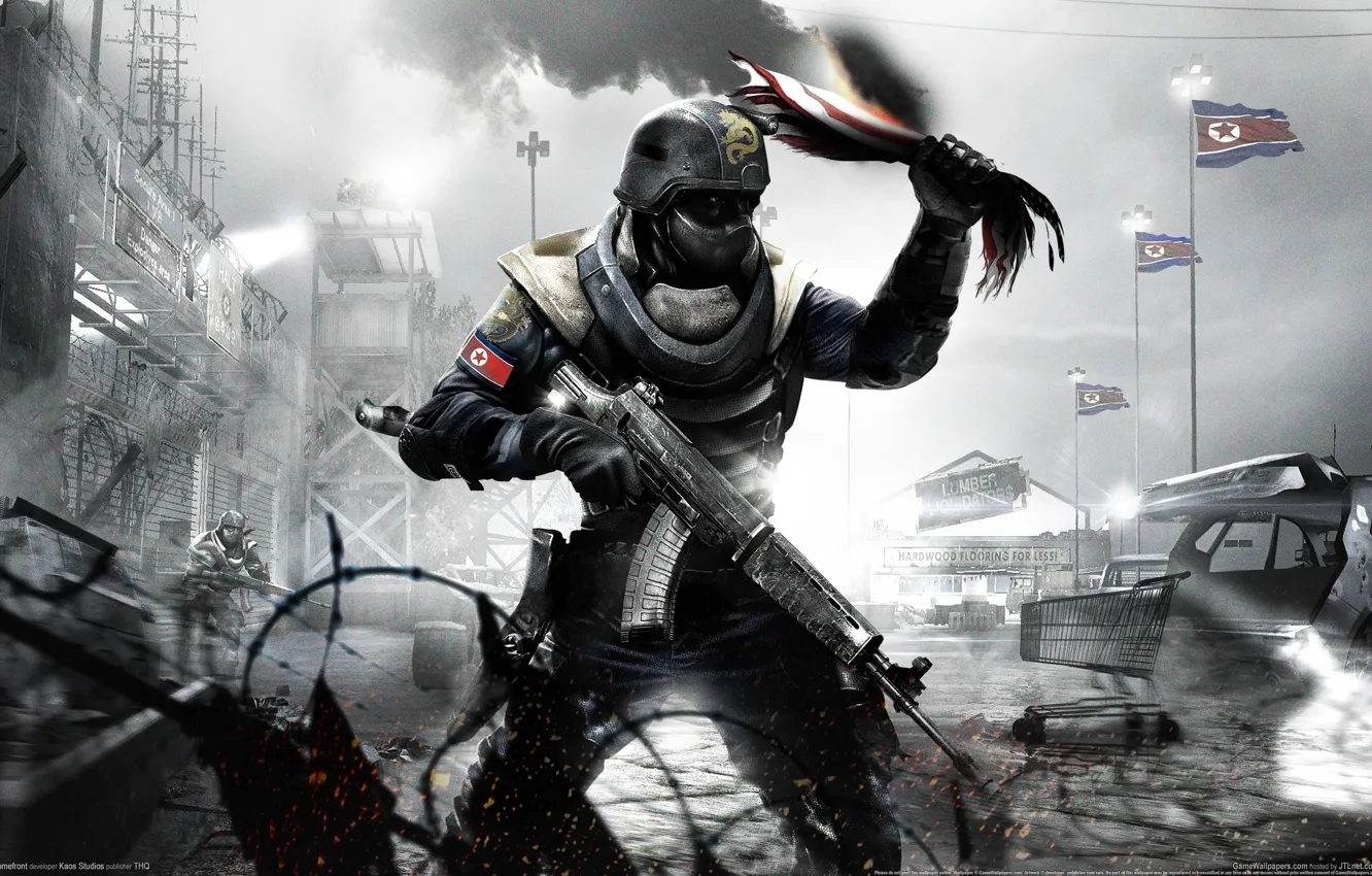 Photo wallpaper flag, machine, fighter, GameWallpapers, Homefront