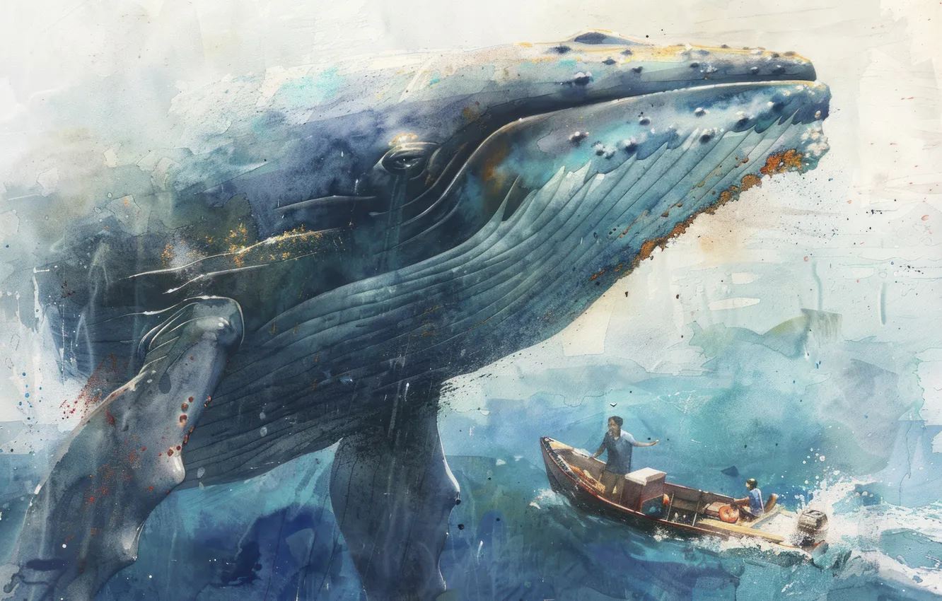 Photo wallpaper boat, people, kit, digital art, imitation painting, AI art, The Art of Artificial Intelligence, neural …