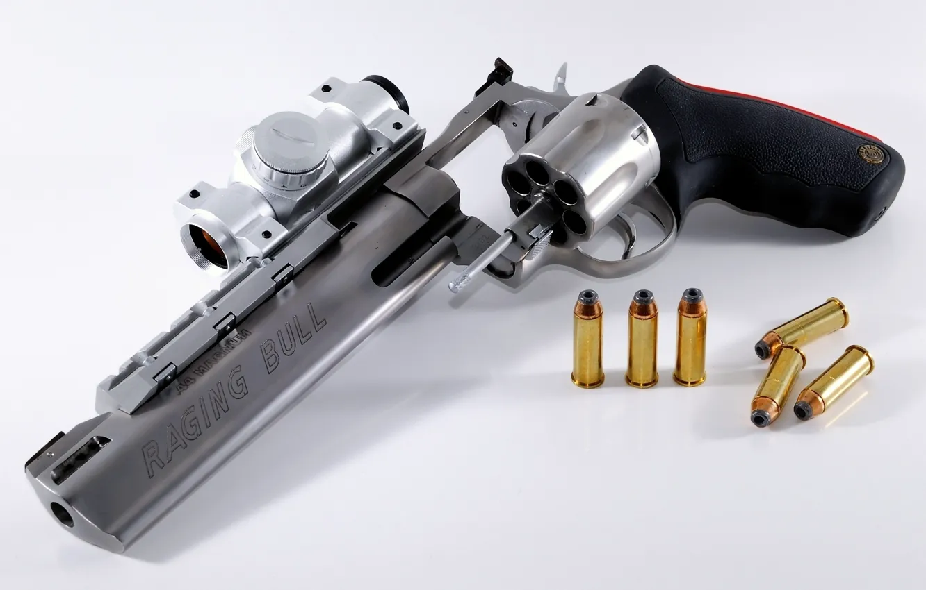 Photo wallpaper gun, cartridges, sight