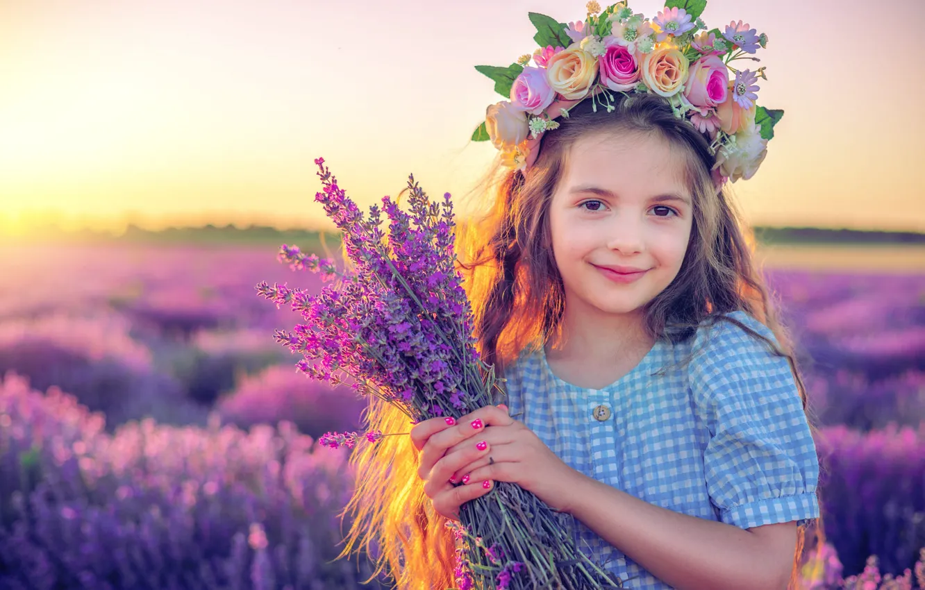 Photo wallpaper field, summer, the sun, flowers, nature, pose, mood, portrait