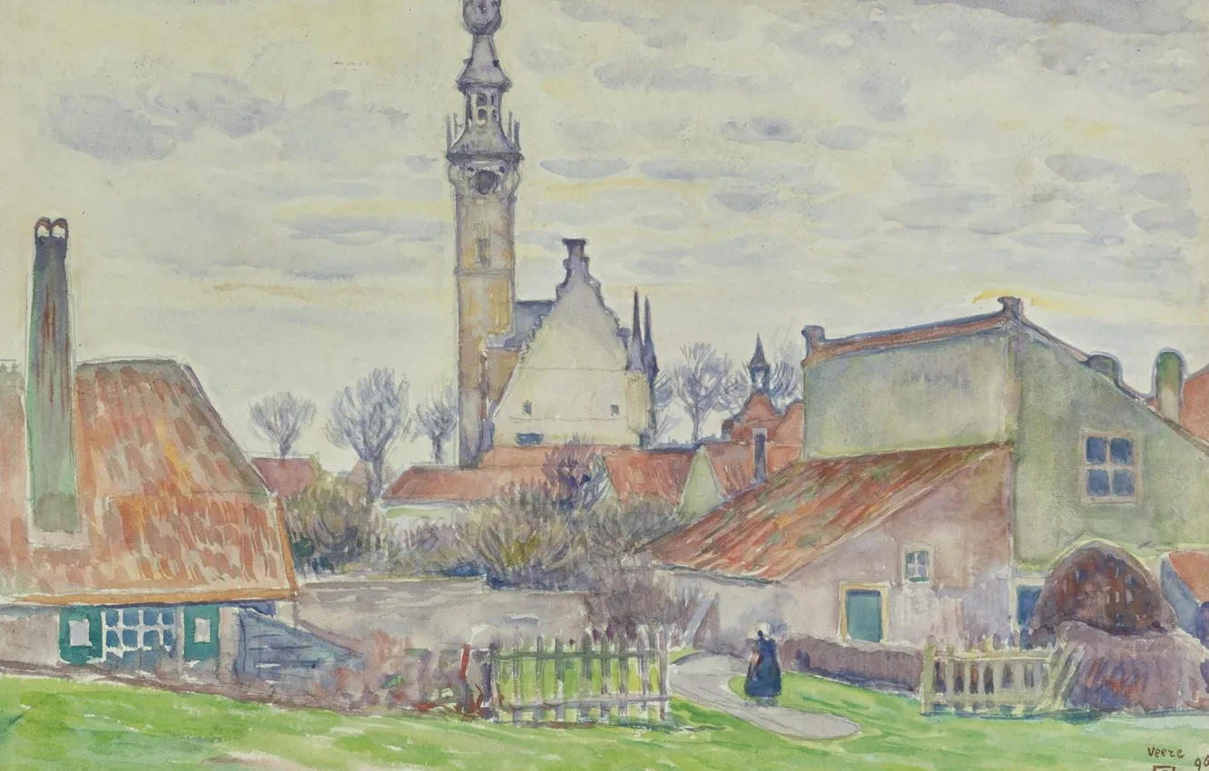 Photo wallpaper figure, watercolor, faith, 1896, the urban landscape, Theo van Rysselberghe, Theo van Reysselberge