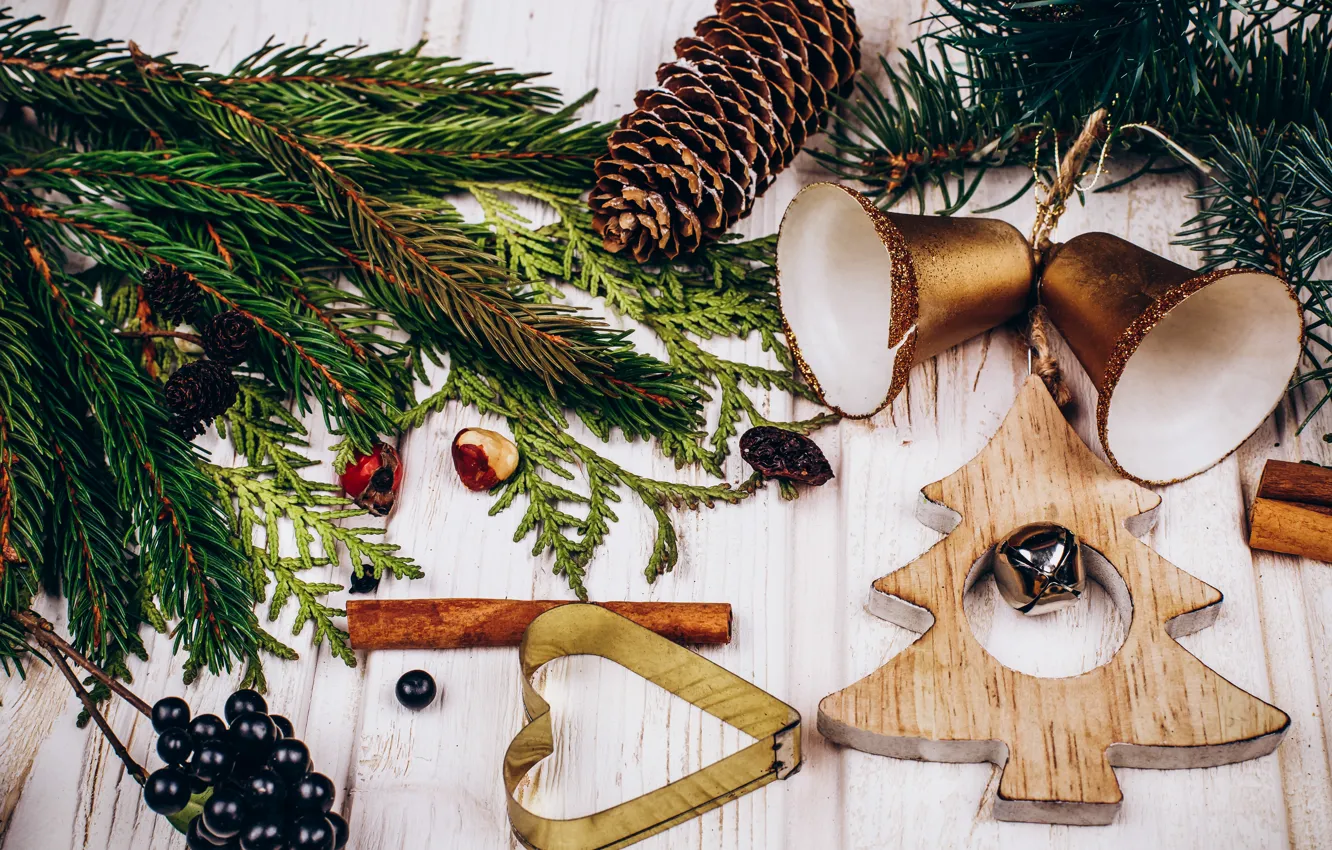 Photo wallpaper decoration, new year, Christmas, Christmas, wood, New Year, decoration, Merry