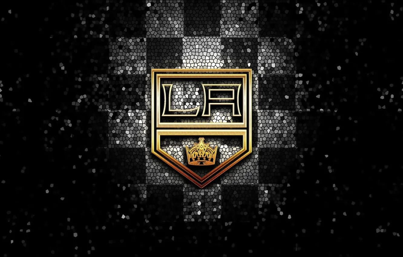 Photo wallpaper wallpaper, logo, NHL, Sport, Hockey, glitter, checkered, Los Angeles Kings