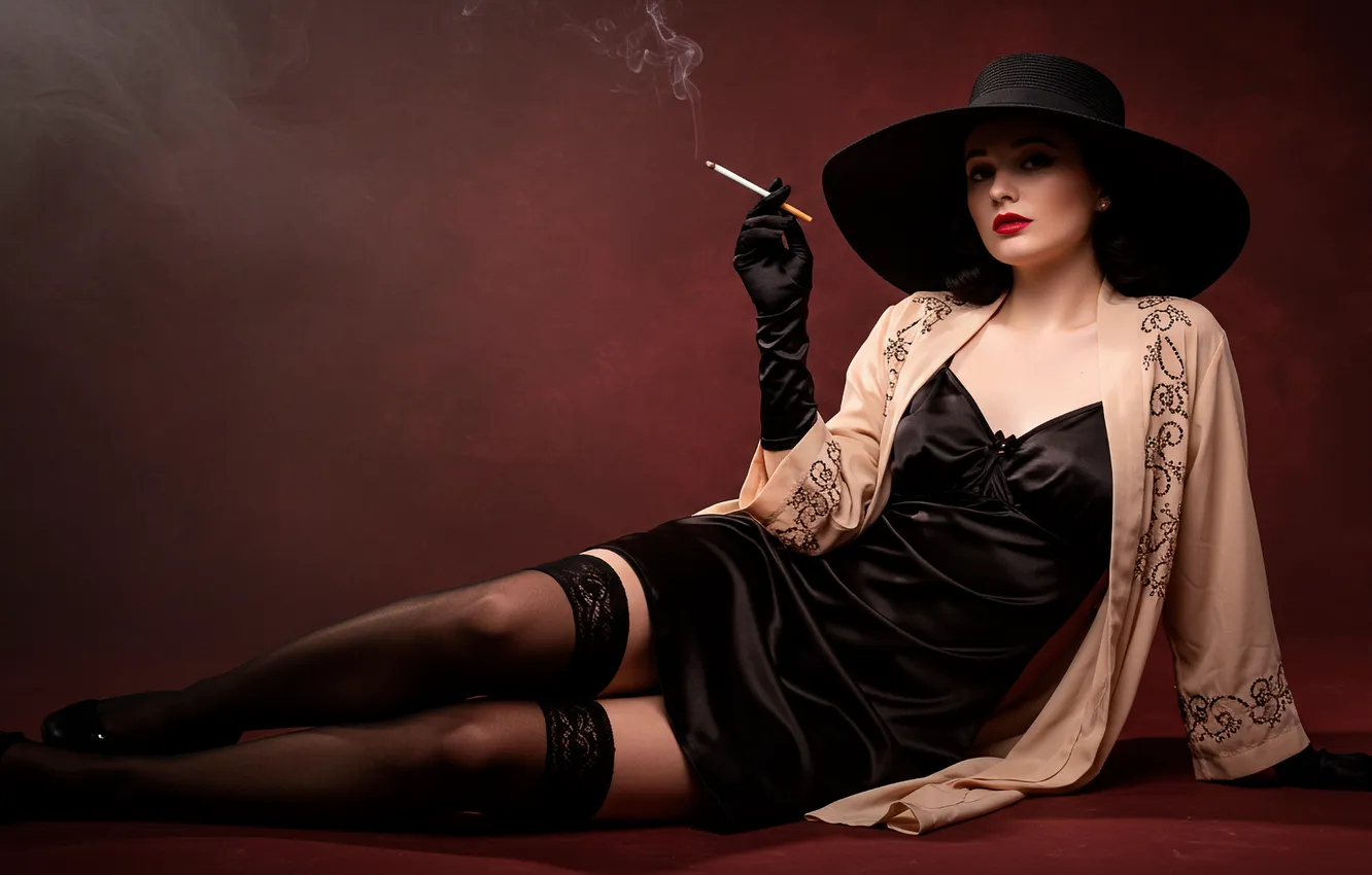 Photo wallpaper girl, smoke, art, cigarette, wallpaper, girl, smoke, art