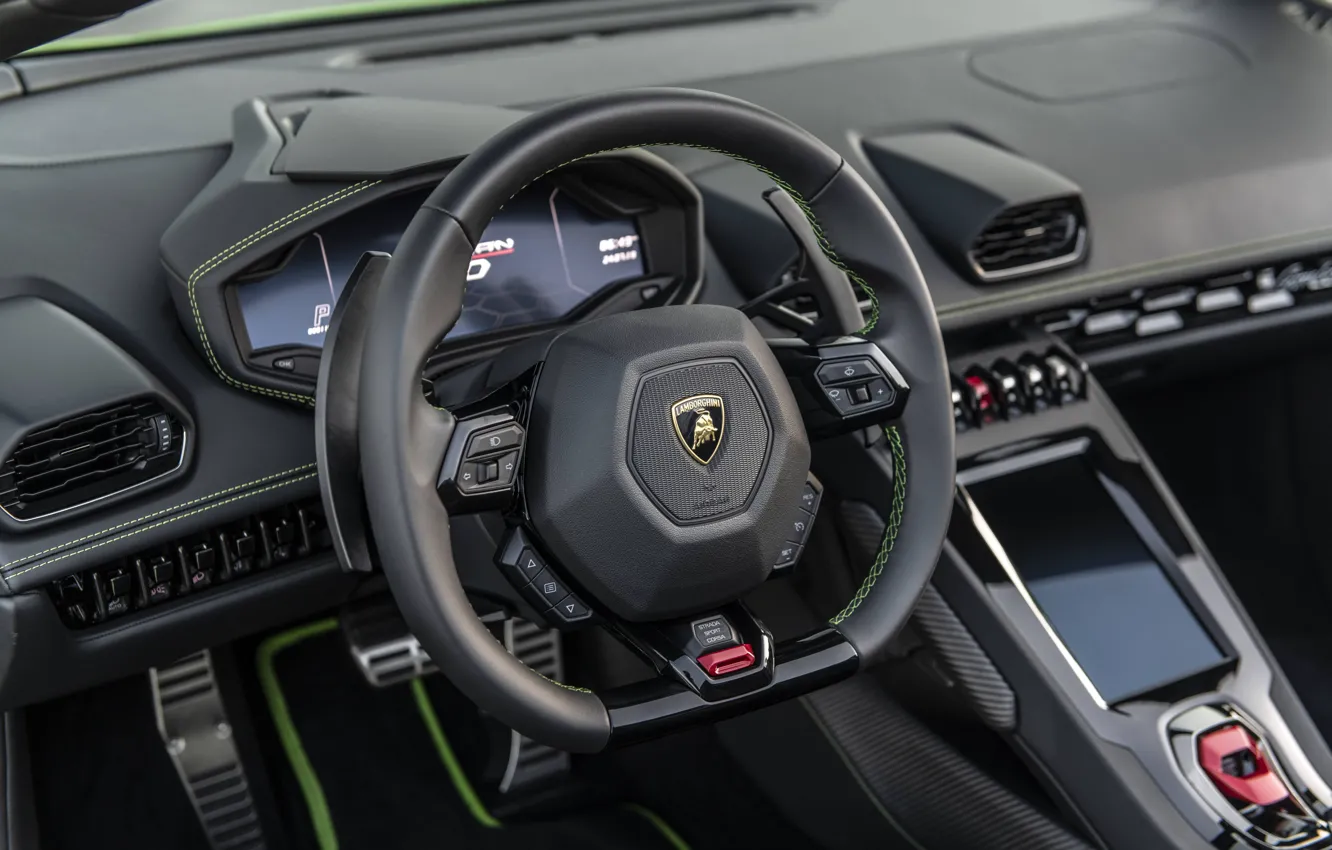 Photo wallpaper Lamborghini, the wheel, salon, Spyder, evo, Huracan, 2019, Huracan EVO
