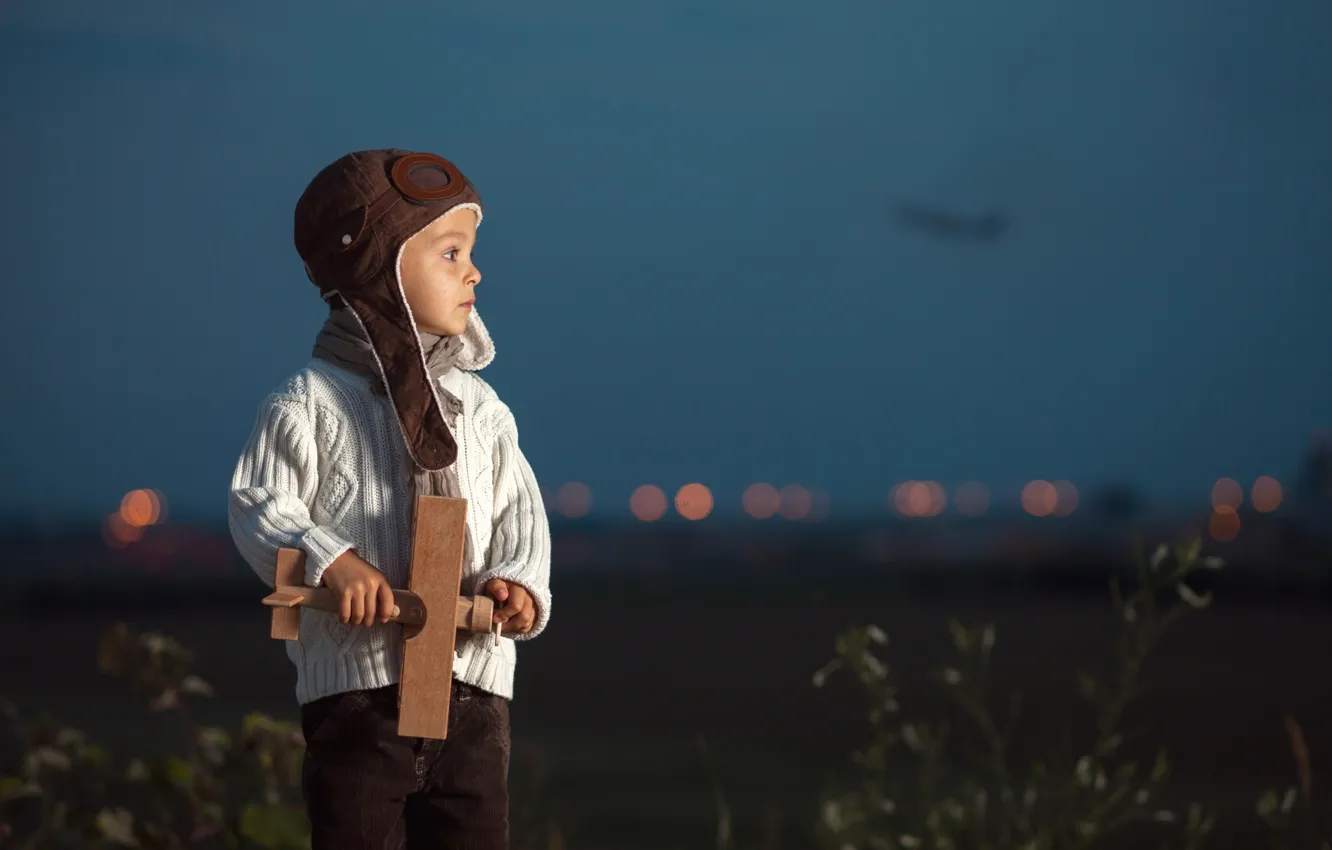 Photo wallpaper boy, dreams of the sky, future pilot