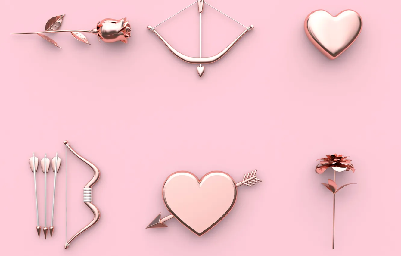 Photo wallpaper rendering, background, pink, rose, Heart