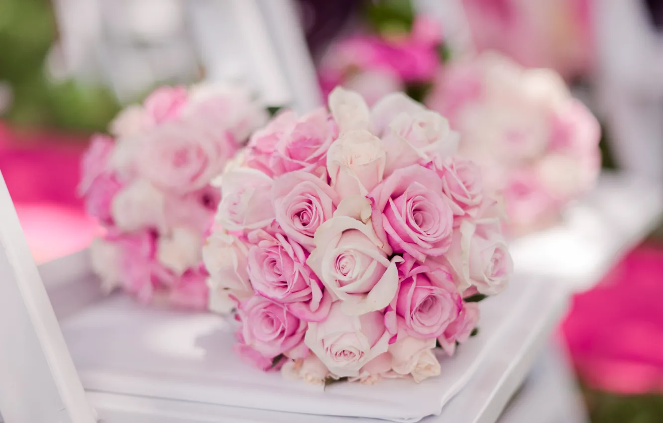 Photo wallpaper roses, buds, wedding bouquet
