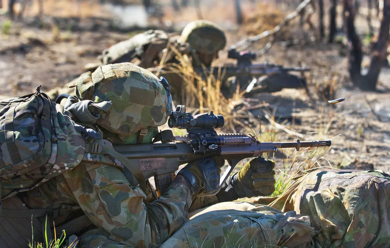 Photo wallpaper weapons, army, soldiers, Australian Army