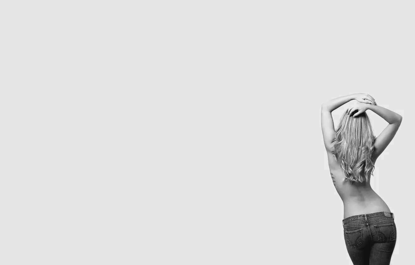 Photo wallpaper ass, background, back, jeans, form, black and white