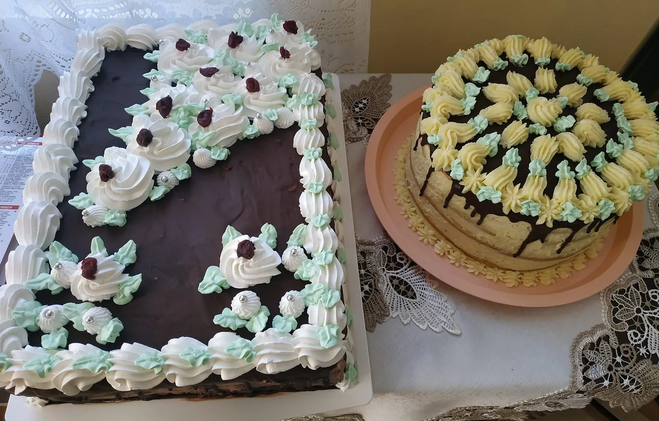 Photo wallpaper cake, chocolate, Whipped Cream