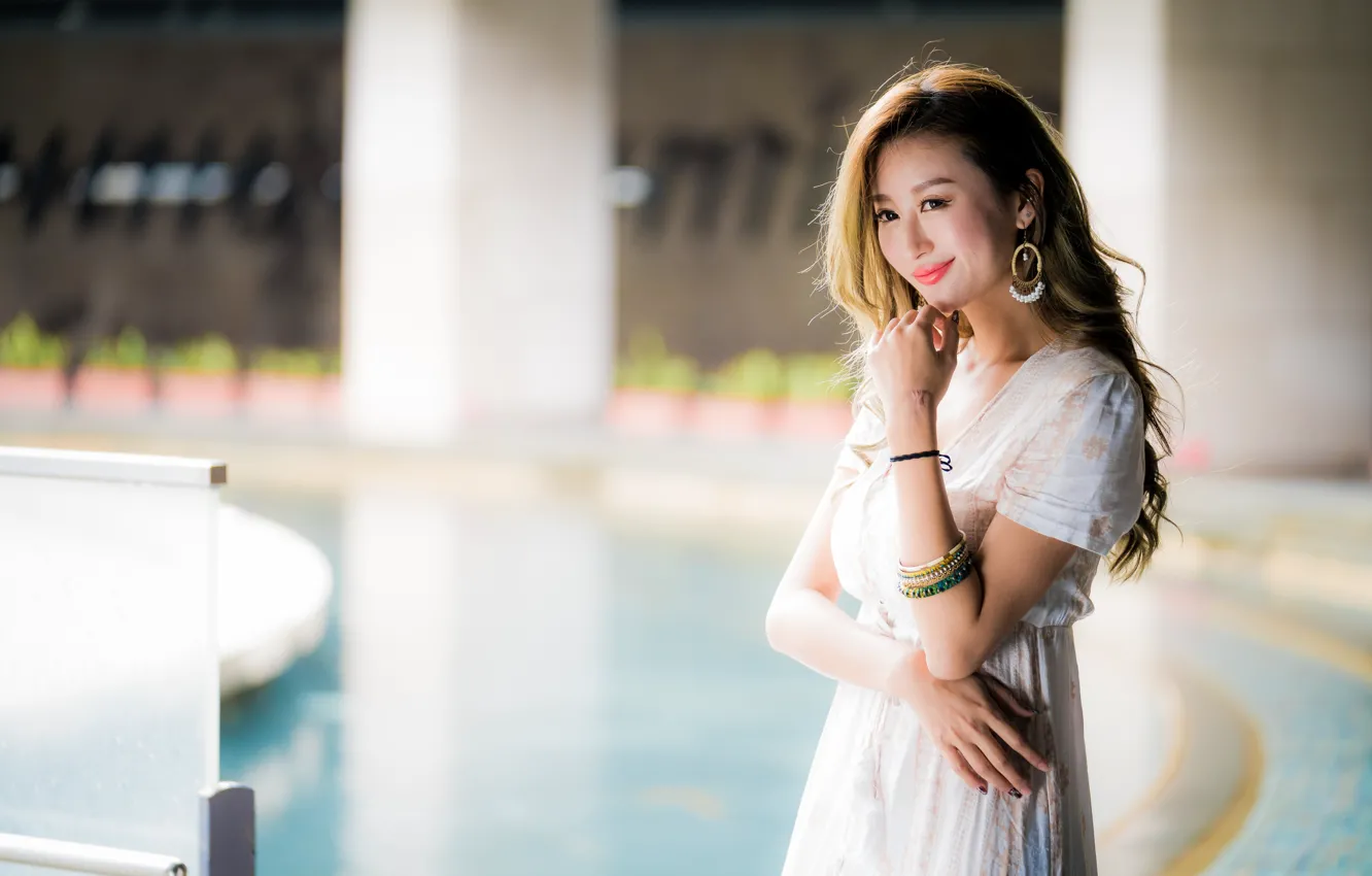 Photo wallpaper girl, smile, Asian, cutie