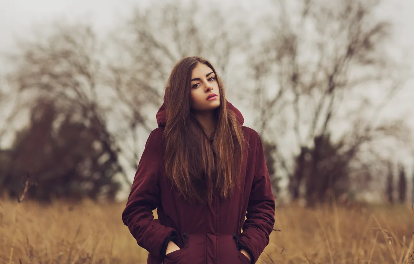 Photo wallpaper look, girl, face, background, hair, beauty
