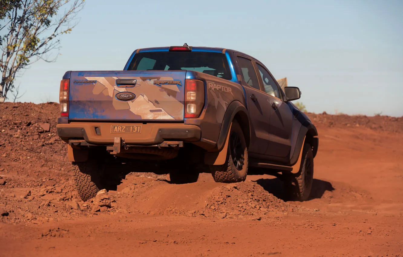 Photo wallpaper blue, Ford, Raptor, pickup, 2018, Ranger, feed