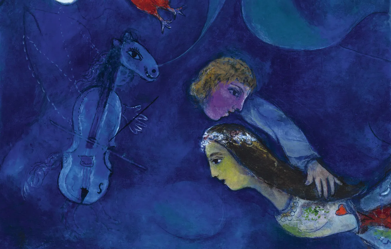 Photo wallpaper 1944, RED ROOSTER IN THE NIGHT, MARC CHAGALL