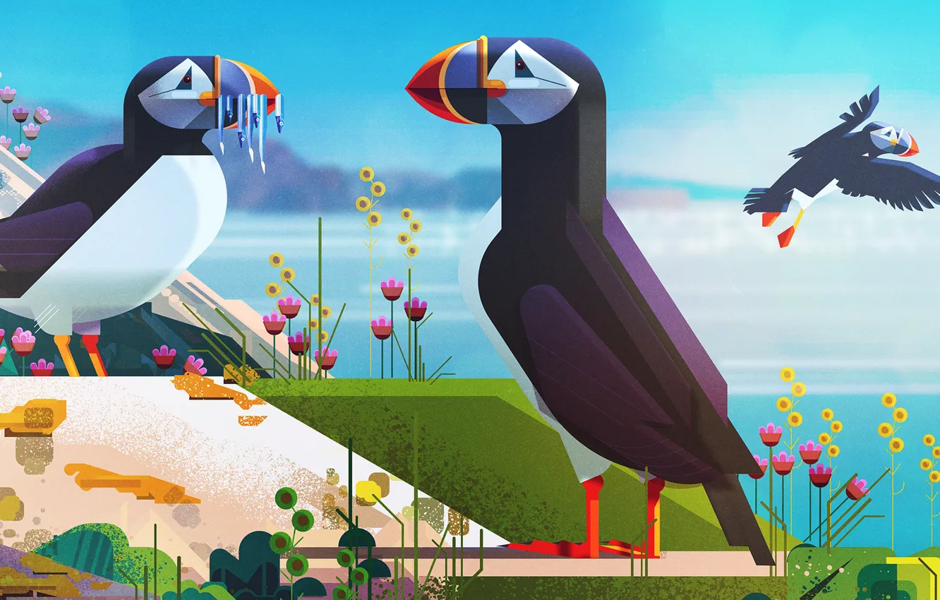 Photo wallpaper style, animal, bird, minimalism, art, digital, animals, style