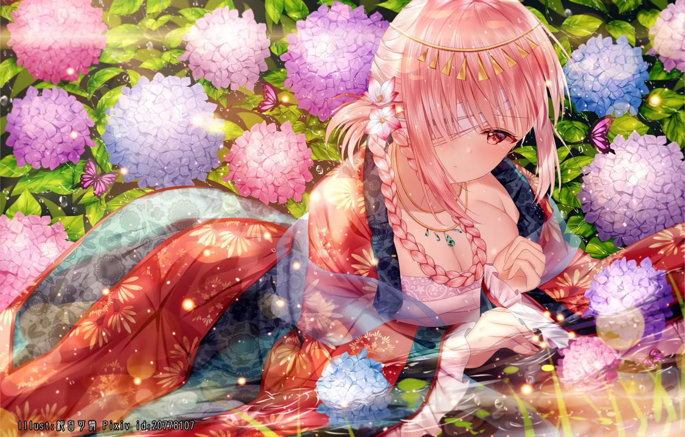 Photo wallpaper Flowers, Girl, art, Fate / Grand Order, The destiny of a great campaign