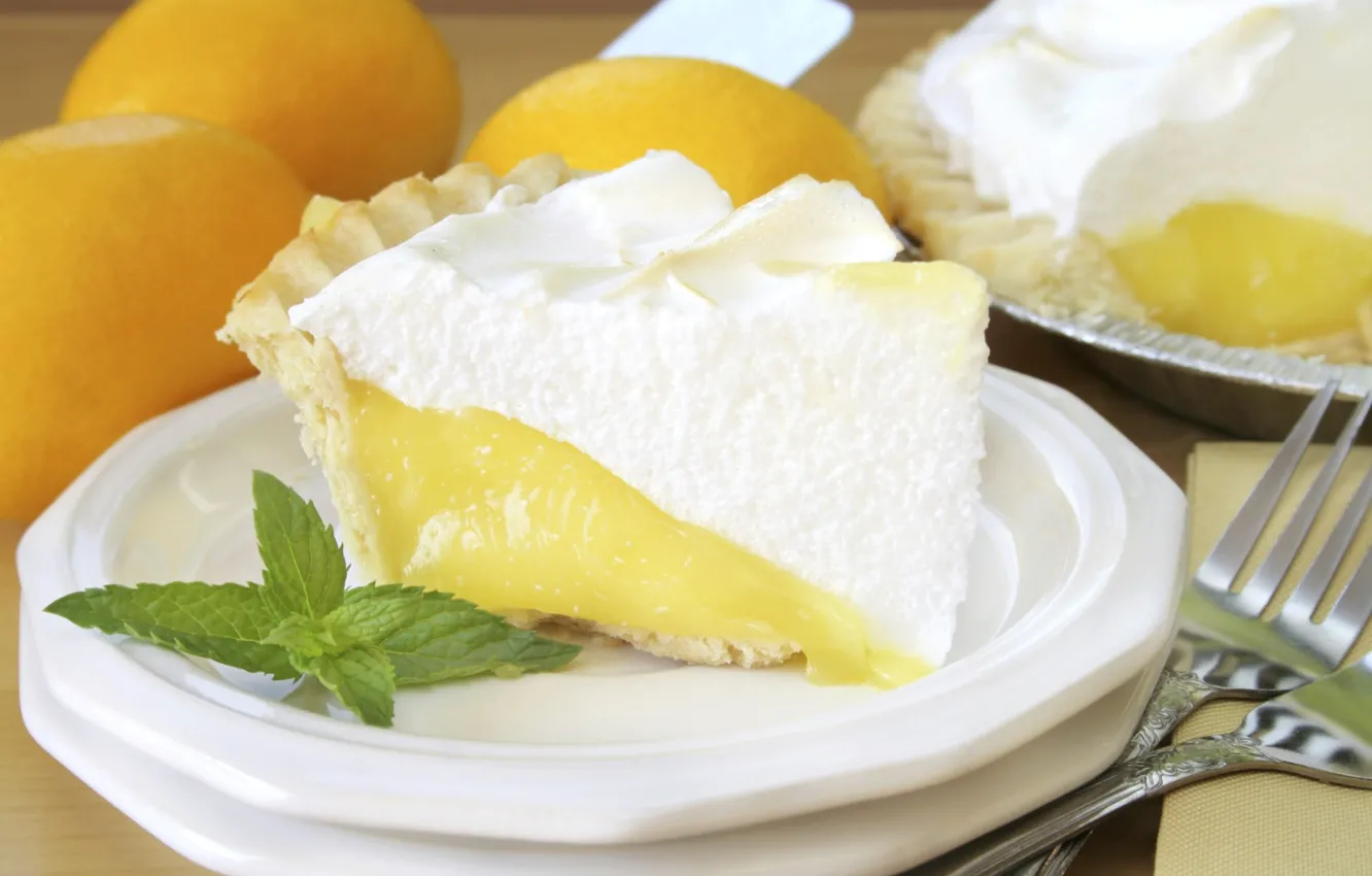 Photo wallpaper lemon, mint, cheesecake
