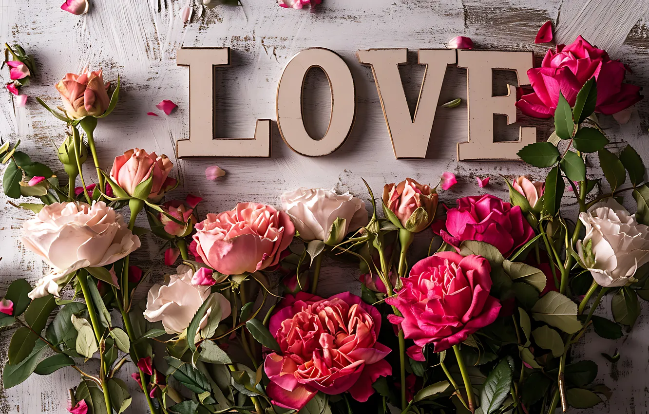 Photo wallpaper love, flowers, romance, roses, love, Valentine's day, flowers, romantic