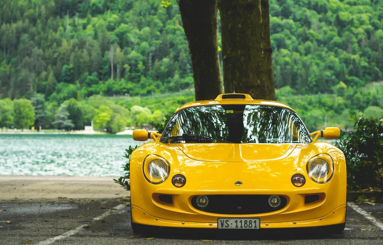 Photo wallpaper yellow, sports car, Lotus Exige, Lotus Exige S1