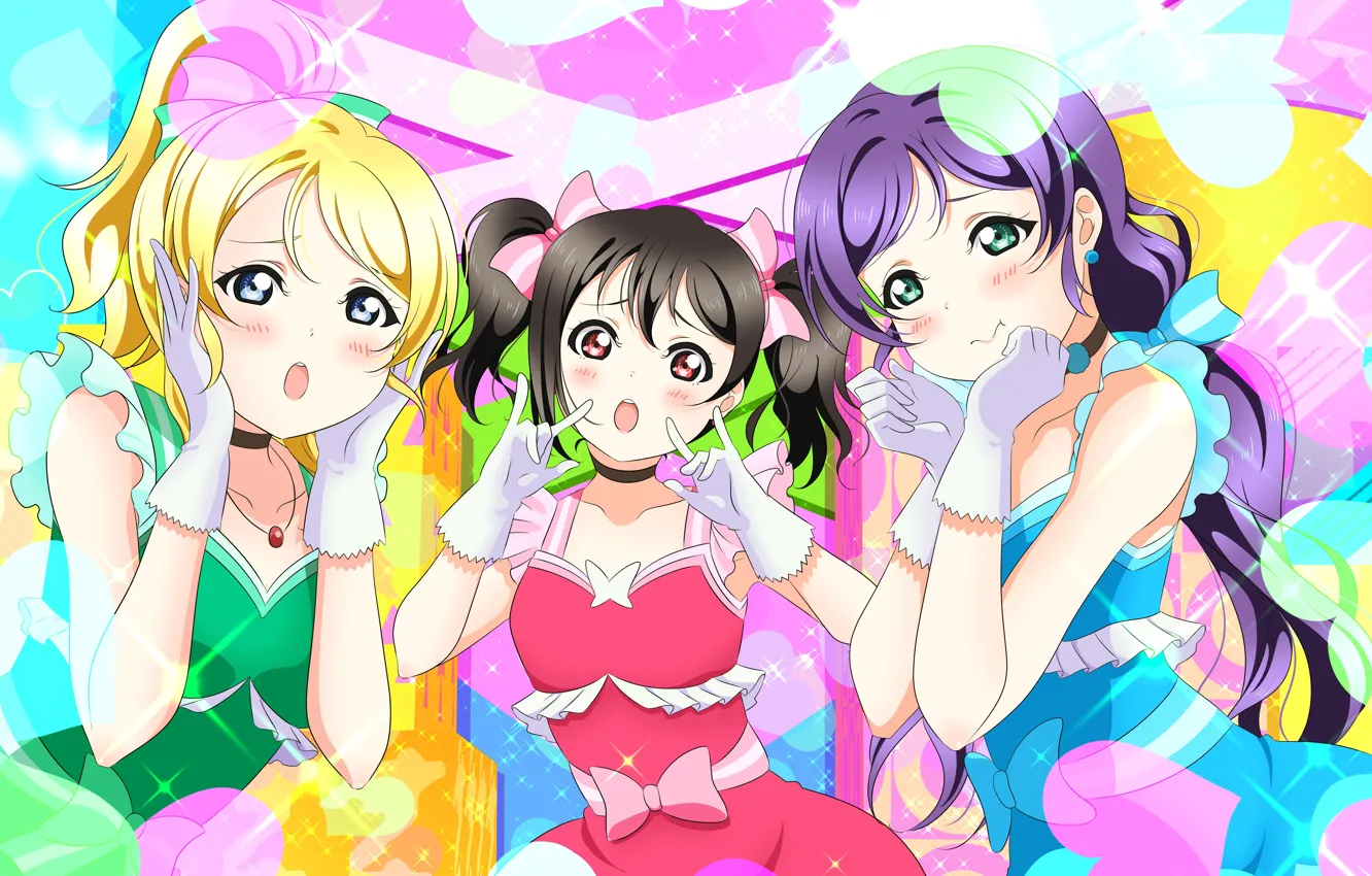 Photo wallpaper girl, trio, Love Live School Idol Project, Living love
