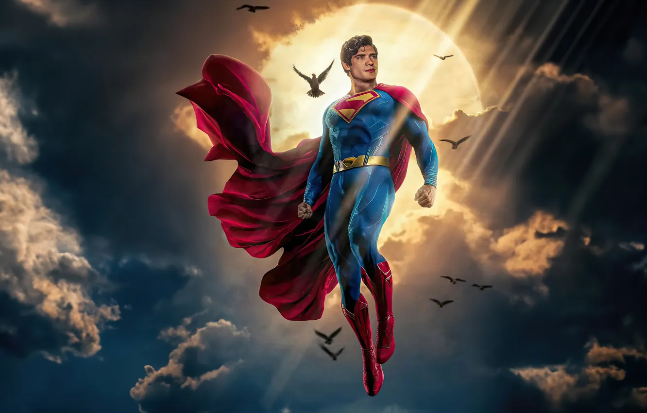 Photo wallpaper fiction, USA, Superman, cloak, action, Superman, 2025, David Corenswet
