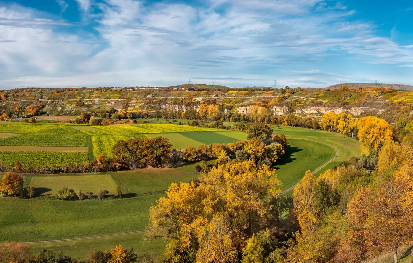 Photo wallpaper Baden-Württemberg, Germany, panorama, autumn, landscape