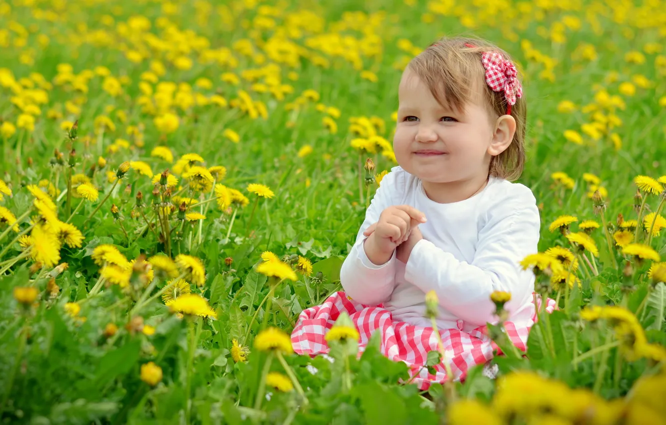 Photo wallpaper summer, mood, dandelion, girl