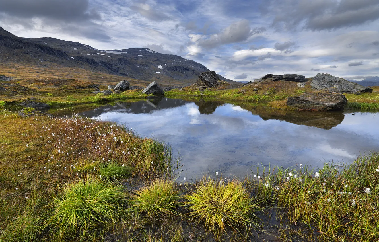 Photo wallpaper mountains, lake, Sweden, Sweden, Lapland, Lapland, Kärkevagge