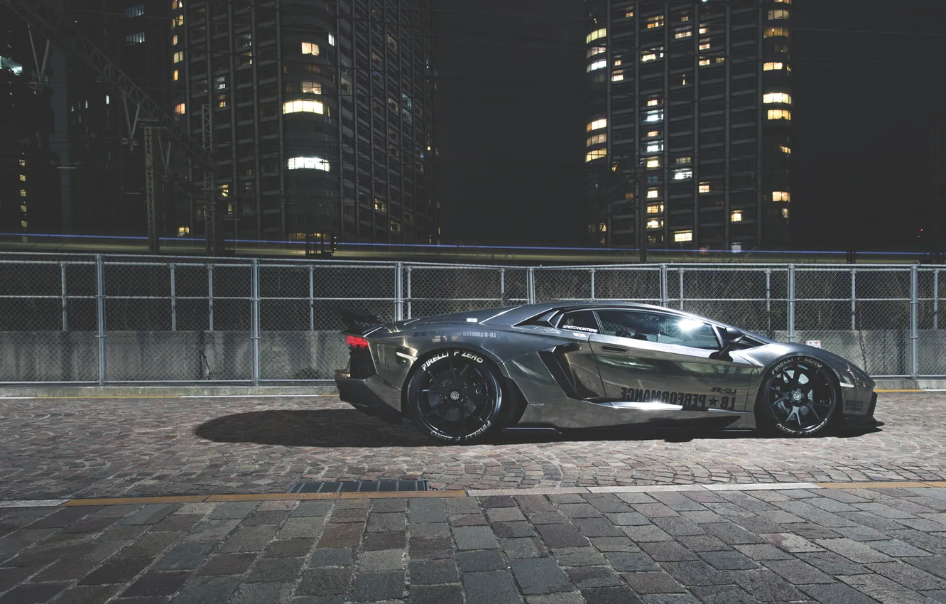 Photo wallpaper night, Lamborghini, night, Aventador, Lamborghini, aventador