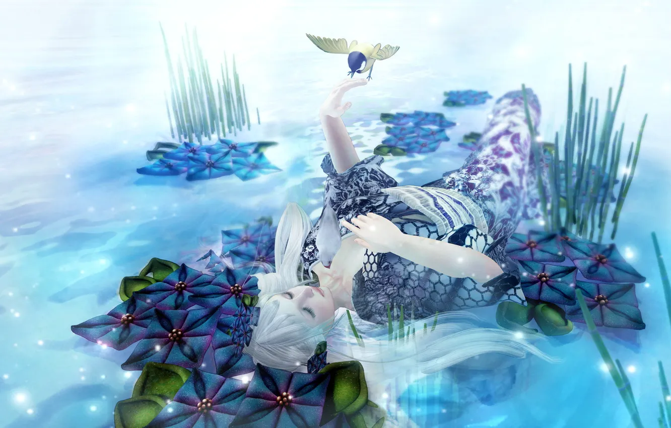 Photo wallpaper summer, girl, lake