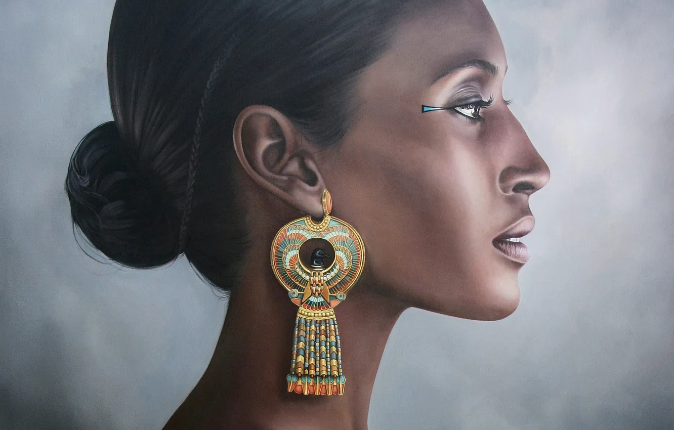 Photo wallpaper woman, portrait, Pharaoh, earring, Egypt, after the death of Hatshepsut, Hatshepsut