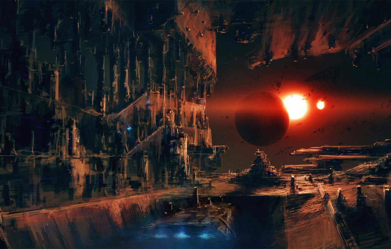 Photo wallpaper the sun, ship, Doc