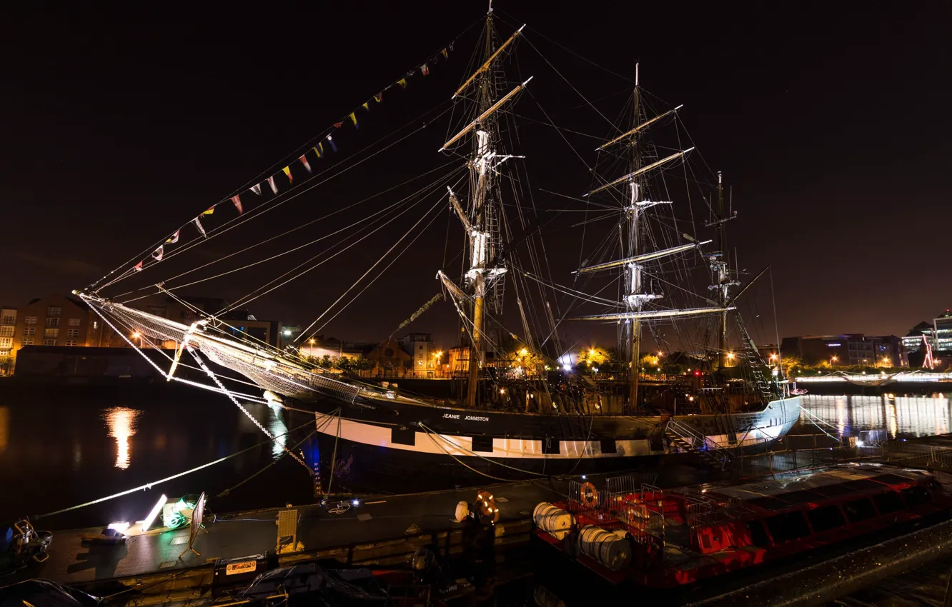 Photo wallpaper sea, night, ship, Marina, sailboat