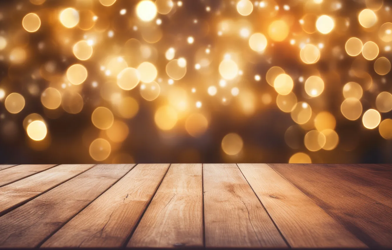 Photo wallpaper background, new year, Christmas, golden, Christmas, wood, background, bokeh