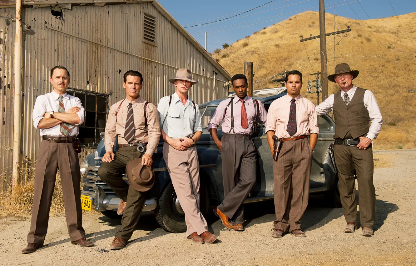 Photo wallpaper Josh Brolin, Ryan Gosling, Gangster squad, Giovanni Ribisi, Anthony Mackie, Robert Patrick, Brutal kampeska, Michael …