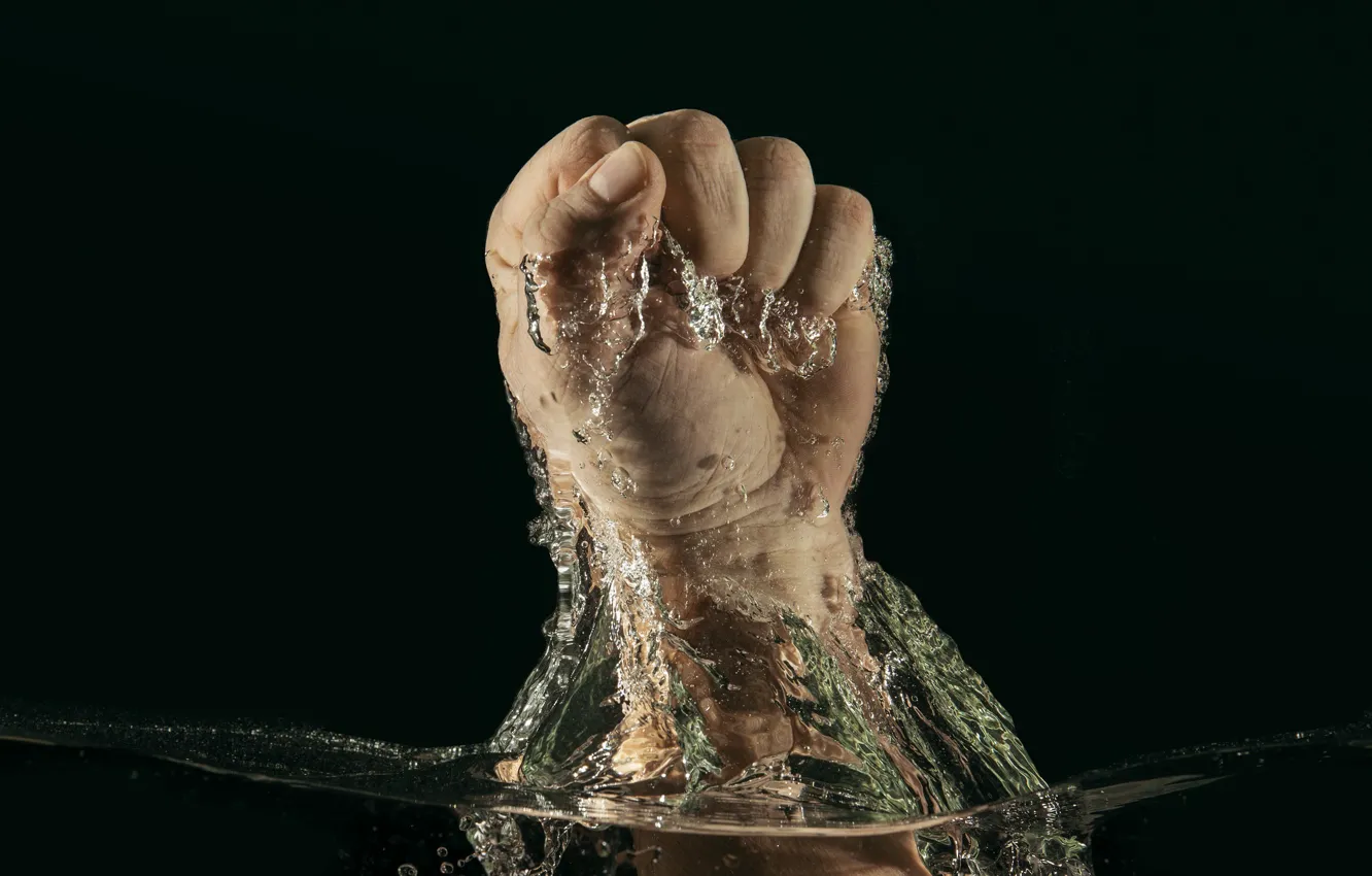 Photo wallpaper water, hand, fist