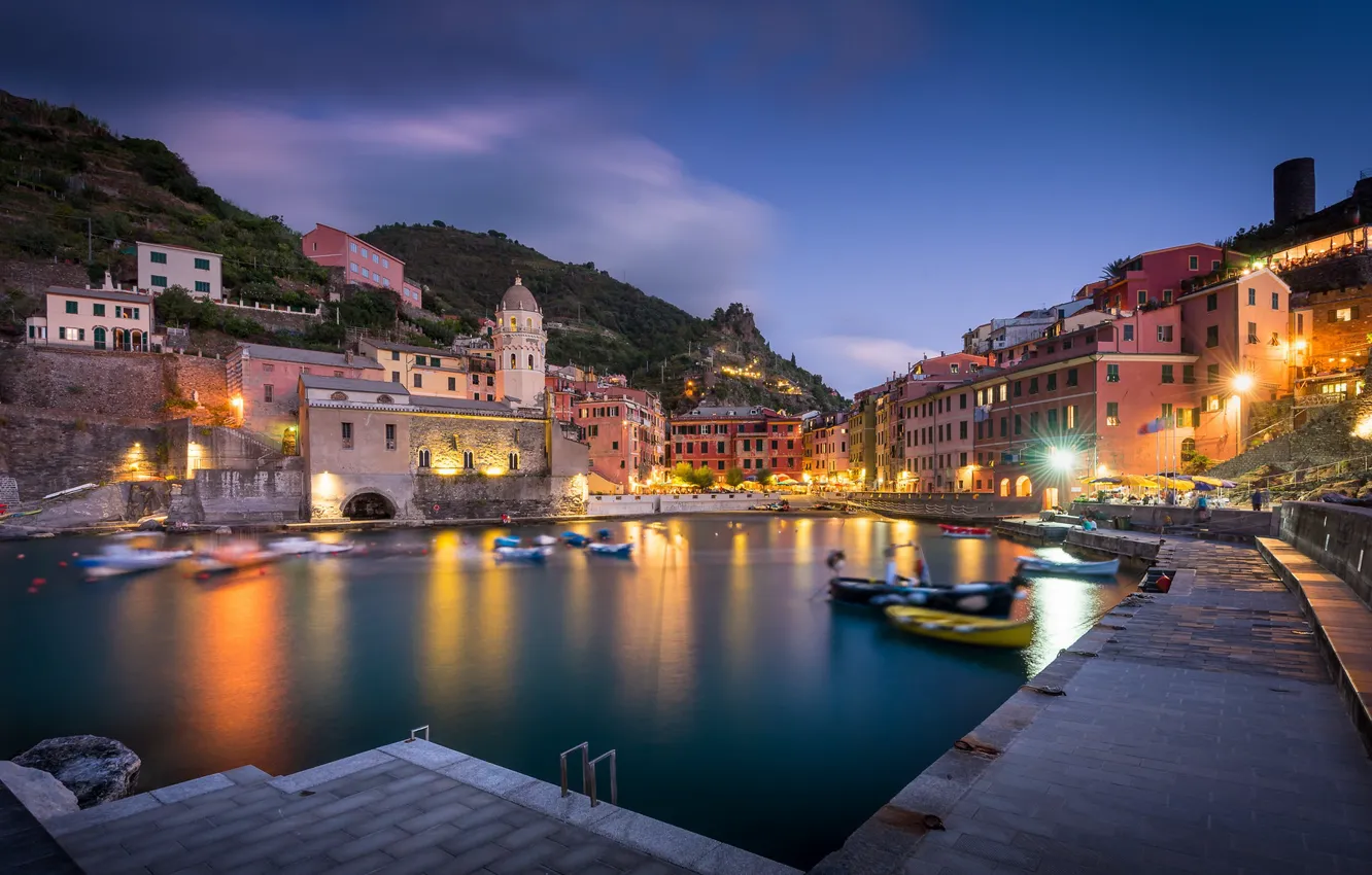 Photo wallpaper building, home, boats, Italy, promenade, Italy, The Ligurian sea, harbour