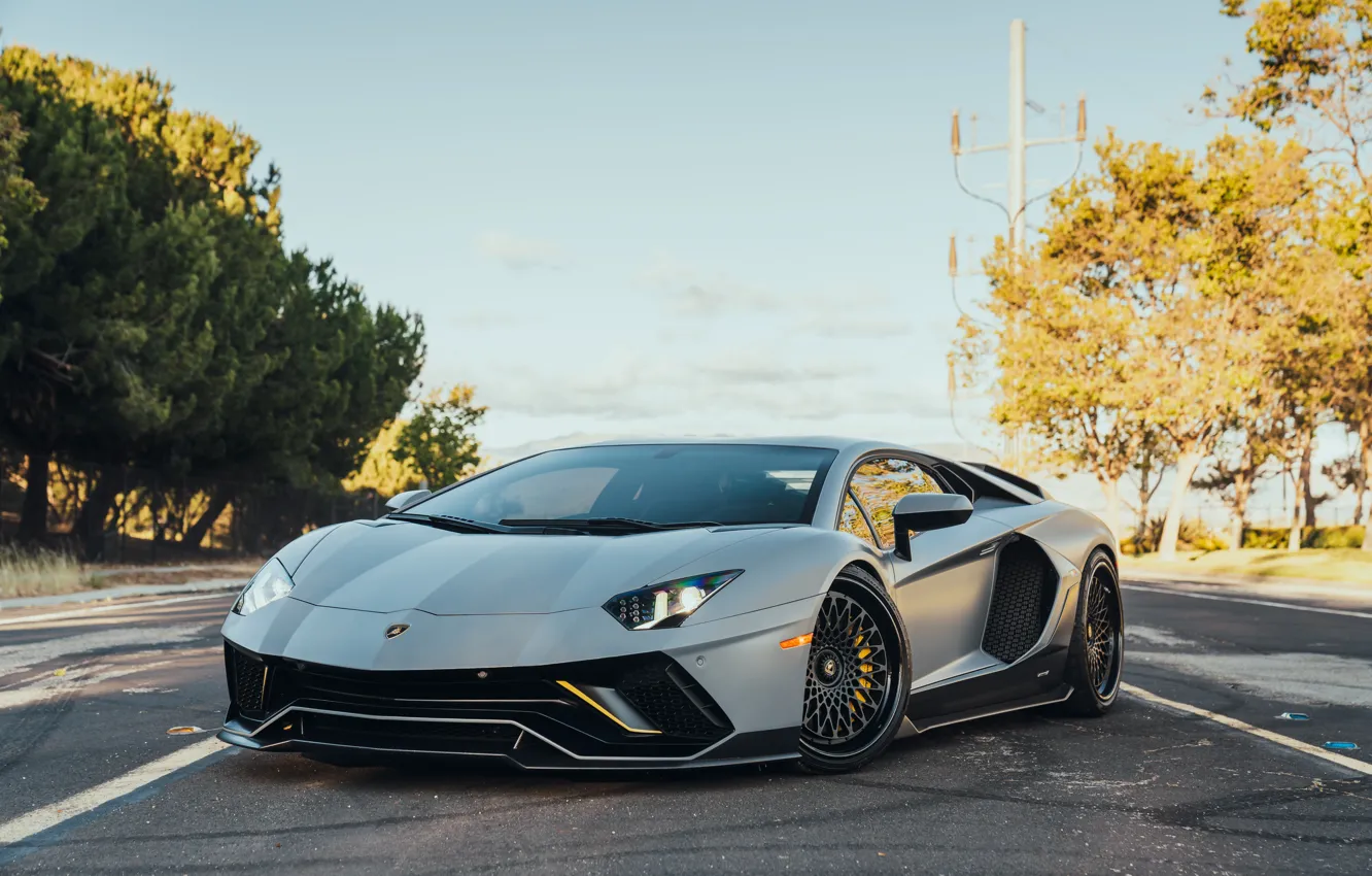 Photo wallpaper Black, Wheels, Aventador Ultimae