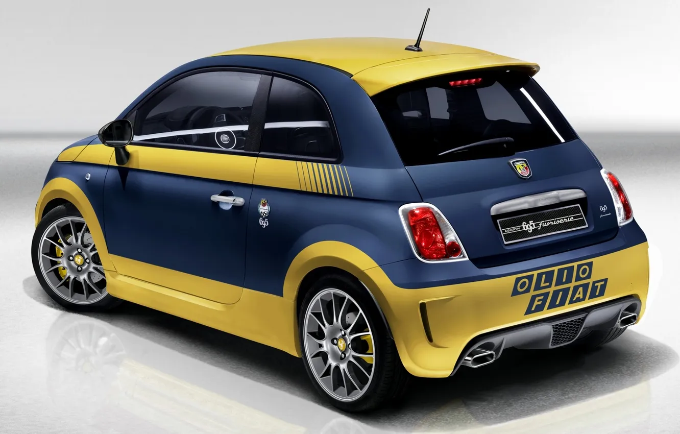 Photo wallpaper blue, background, rear view, Fiat, hatchback, Fiat, Abarth, 695