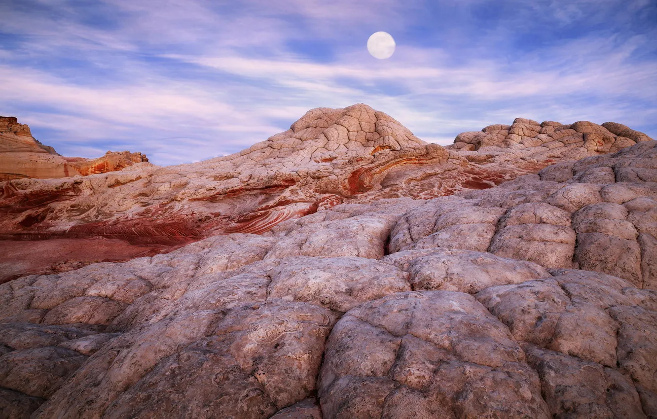 Photo wallpaper rocks, the moon, canyon