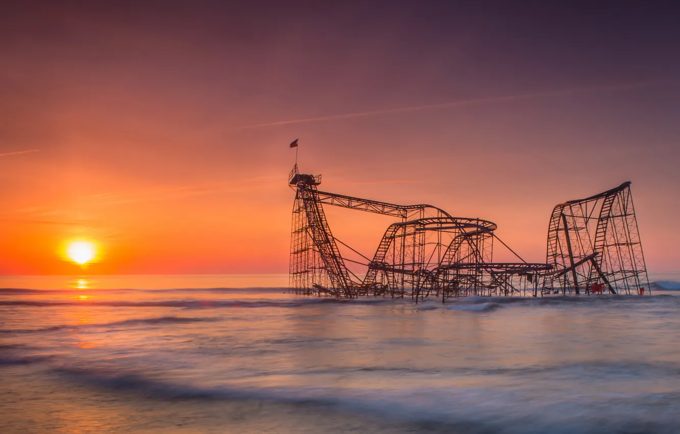 Photo wallpaper sea, landscape, sunset