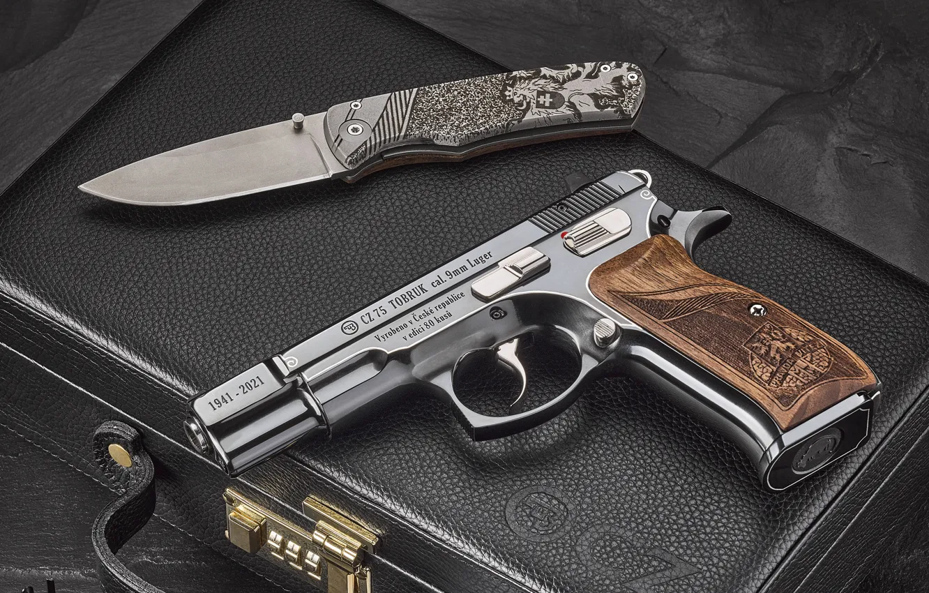 Photo wallpaper self-loading pistol, semi-automatic pistol, 2021, Česká Zbrojovka, CZ 75 Tobruk, CESet-75, ČZ 75, Limited Edition