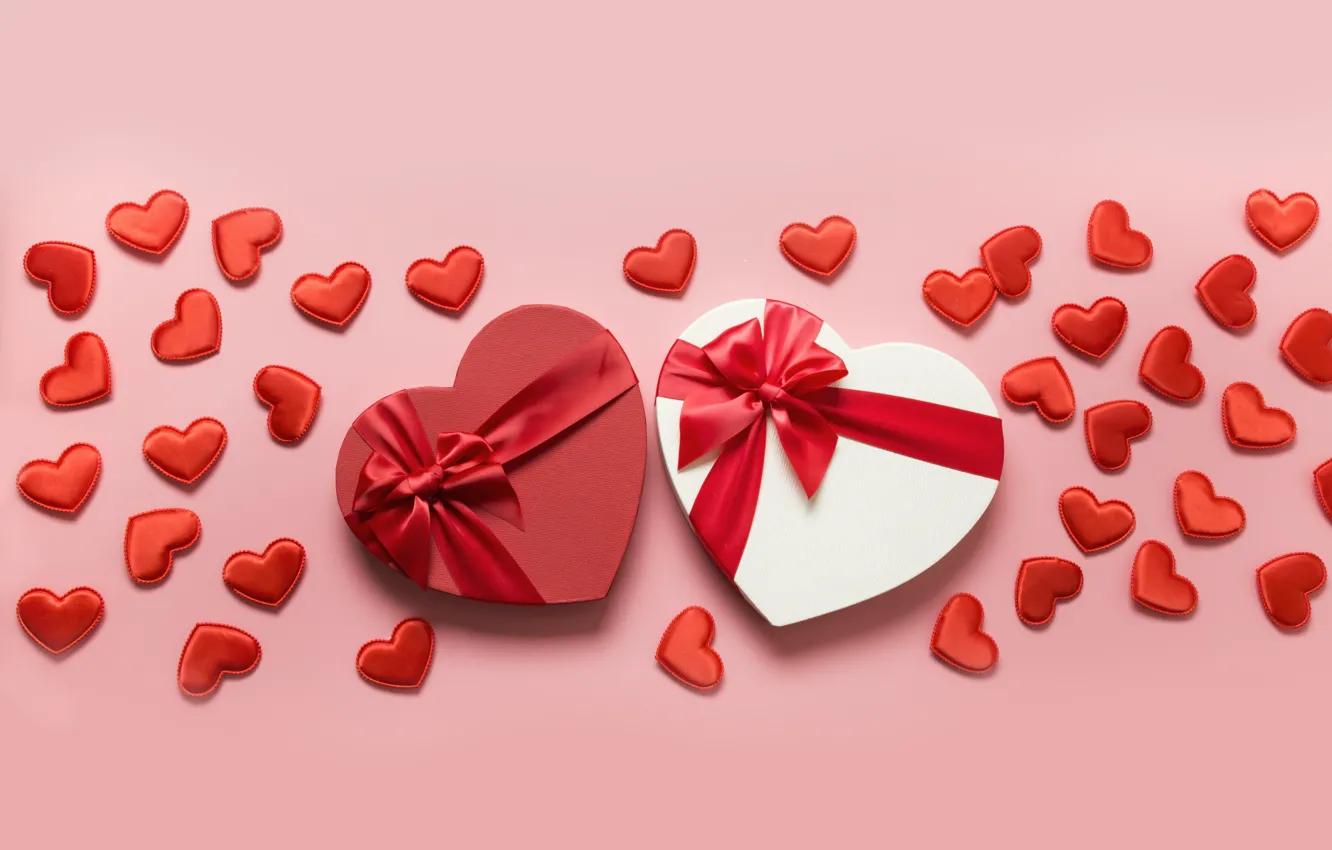 Photo wallpaper background, holiday, box, hearts, Valentine's day